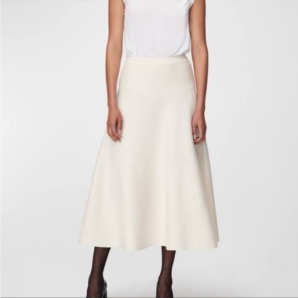 Banana Republic White A-Line Midi Skirt